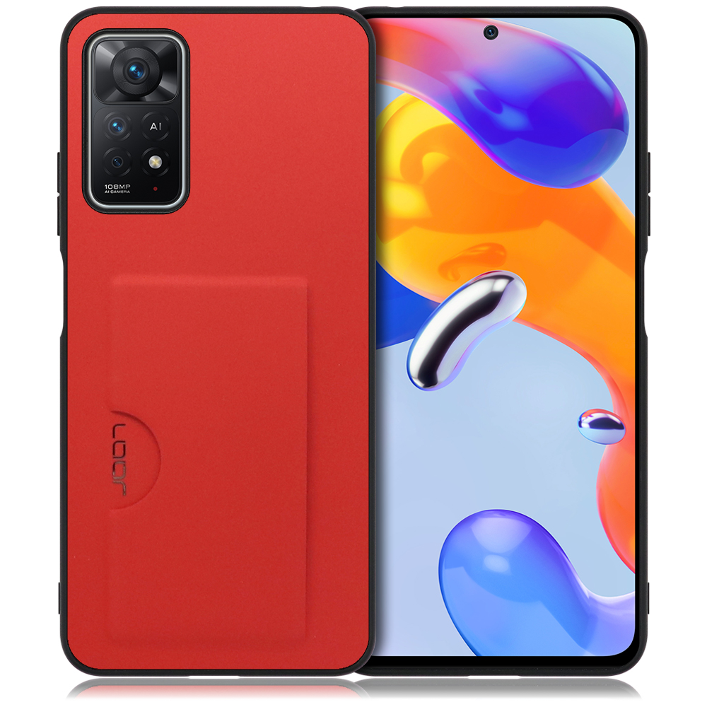 LOOF SKIN SLIM-SLOT Series Xiaomi Redmi Note 11 Pro 5G 用 [レッド] スマホケース スマホカバー 背面カード 収納付き 薄い ポケット カード収納