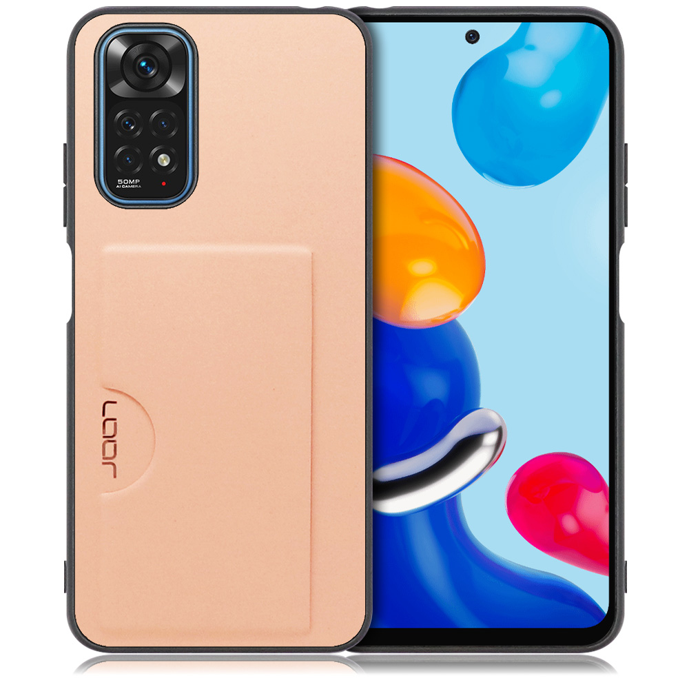 LOOF SKIN SLIM-SLOT Series Xiaomi Redmi Note 11 用 [アンバーローズ] スマホケース スマホカバー 背面カード 収納付き 薄い ポケット カード収納