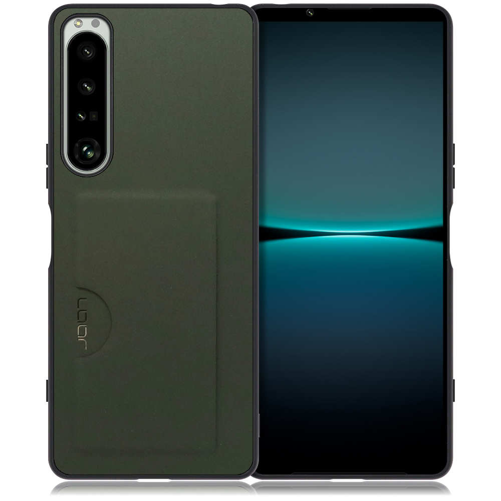 LOOF SKIN SLIM-SLOT Xperia 1 IV / SO-51C / SOG06 用 [エバーグリーン] 薄い 軽量 背面 PUレザー カードポケット ケース カバー シンプル スマホケース スマホカバー