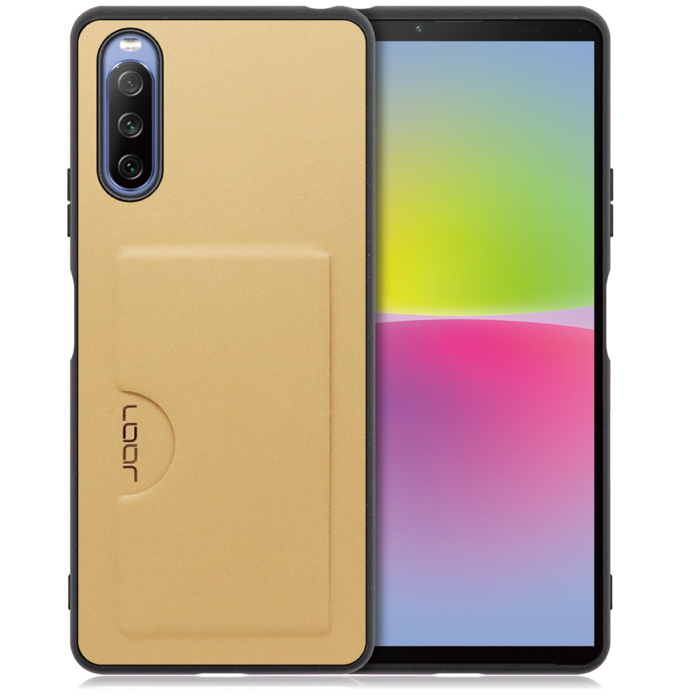LOOF SKIN SLIM-SLOT Series Xperia 10 IV / SO-52C / SOG07 用 [ゴールド] スマホケース スマホカバー 背面カード 収納付き 薄い ポケット カード収納