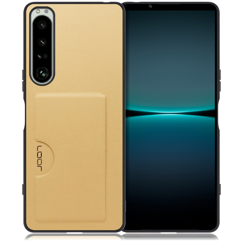 LOOF SKIN SLIM-SLOT Series Xperia 1 IV / SO-51C / SOG06 用 [ゴールド] 薄い 軽量 背面 PUレザー カードポケット ケース カバー シンプル スマホケース スマホカバー