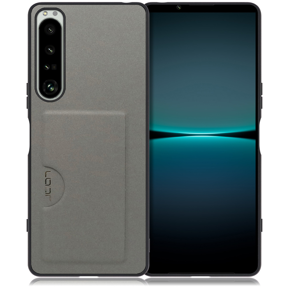 LOOF SKIN SLIM-SLOT Xperia 1 IV / SO-51C / SOG06 用 [グレー] 薄い 軽量 背面 PUレザー カードポケット ケース カバー シンプル スマホケース スマホカバー