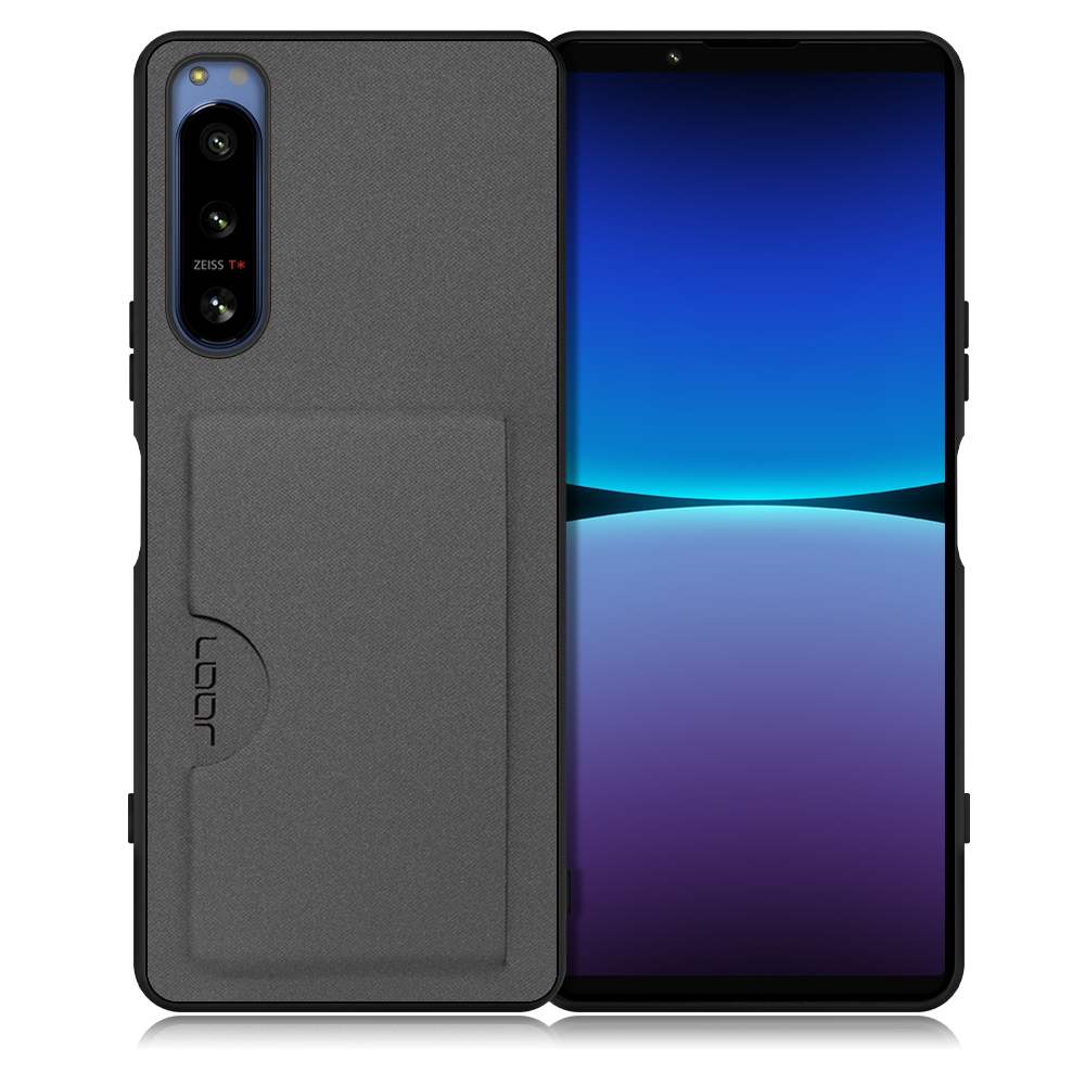 LOOF SKIN SLIM-SLOT Series Xperia 5 IV SO-54C SOG09 用 [グレー] 背面 ケース スマホケース スマホカバー 背面カード 収納付き 薄い ポケット カード収納