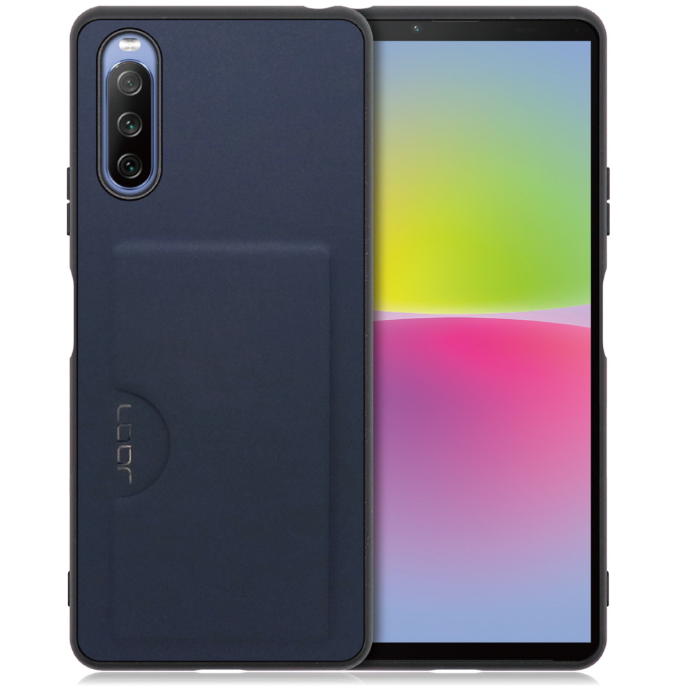 LOOF SKIN SLIM-SLOT Series Xperia 10 IV / SO-52C / SOG07 用 [ネイビー] スマホケース スマホカバー 背面カード 収納付き 薄い ポケット カード収納