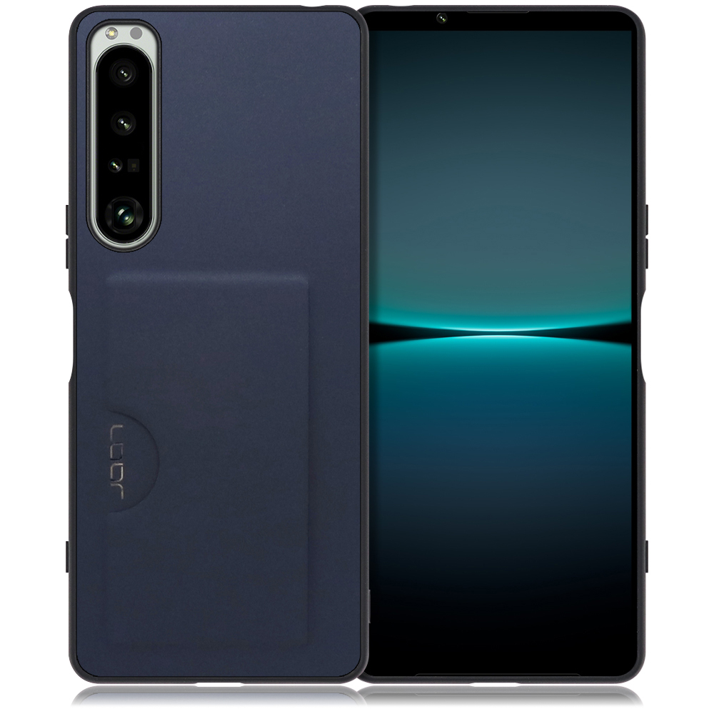 LOOF SKIN SLIM-SLOT Series Xperia 1 III / SO-51B / SFM03 用 [ネイビー] 薄い 軽量 背面 PUレザー カードポケット ケース カバー シンプル スマホケース スマホカバー