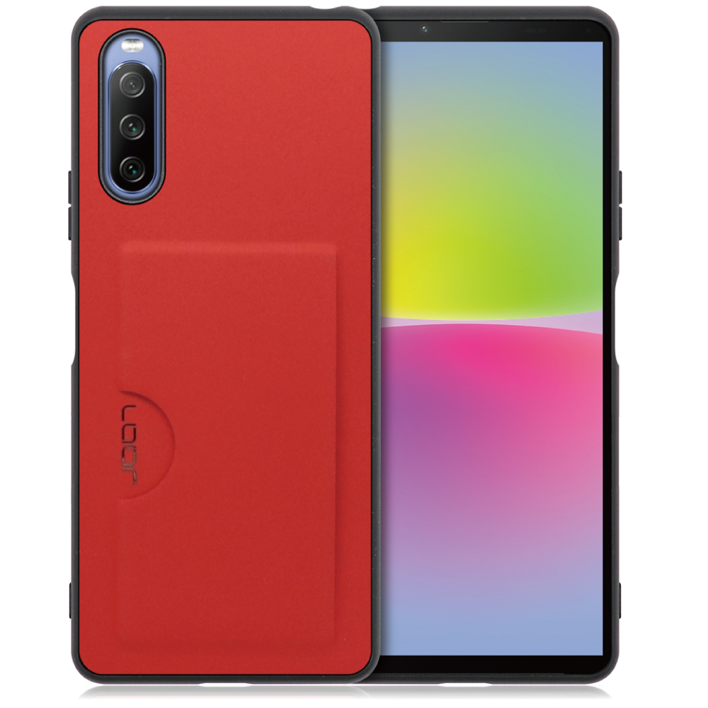 LOOF SKIN SLIM-SLOT Series Xperia 10 IV / SO-52C / SOG07 用 [レッド] スマホケース スマホカバー 背面カード 収納付き 薄い ポケット カード収納