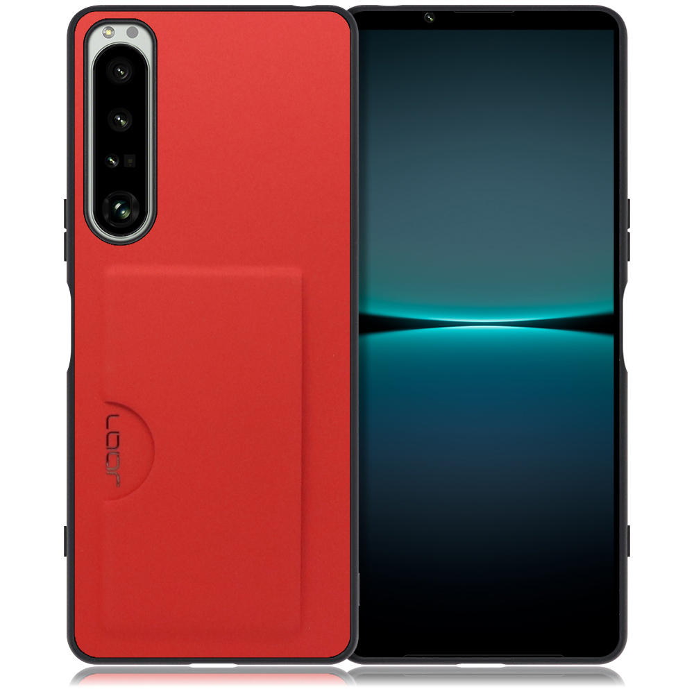 LOOF SKIN SLIM-SLOT Series Xperia 1 IV / SO-51C / SOG06 用 [レッド] 薄い 軽量 背面 PUレザー カードポケット ケース カバー シンプル スマホケース スマホカバー