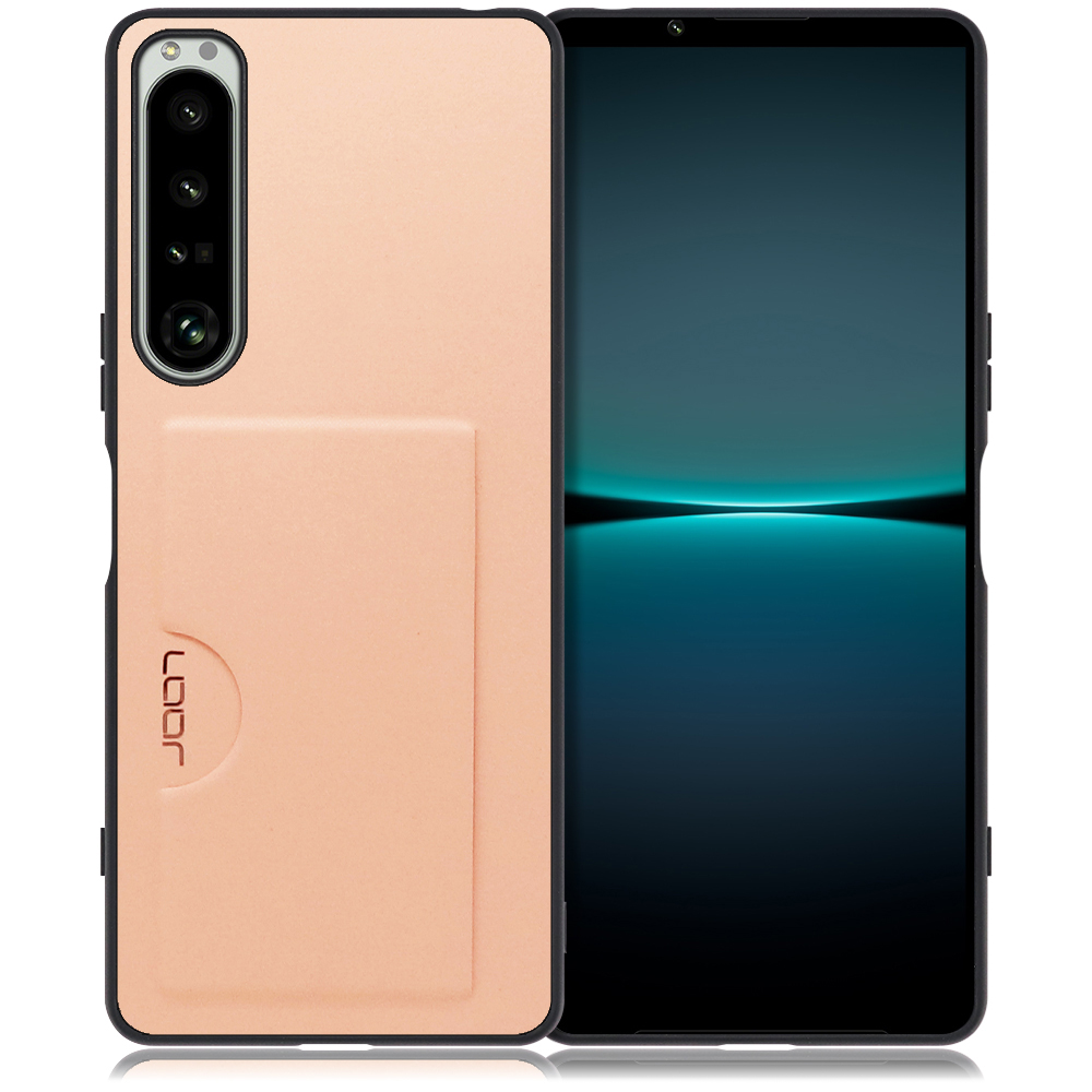 LOOF SKIN SLIM-SLOT Xperia 1 IV / SO-51C / SOG06 用 [アンバーローズ] 薄い 軽量 背面 PUレザー カードポケット ケース カバー シンプル スマホケース スマホカバー