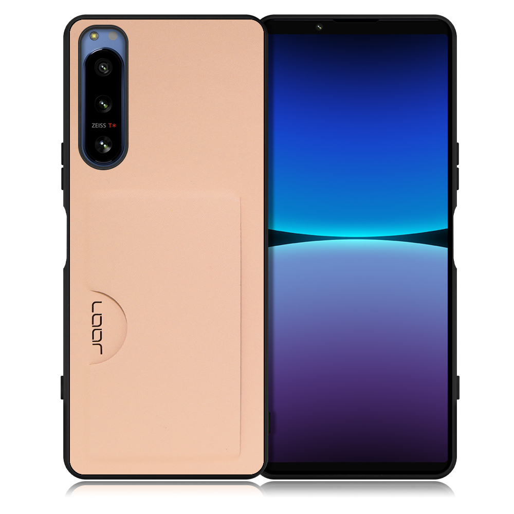 LOOF SKIN SLIM-SLOT Series Xperia 5 IV SO-54C SOG09 用 [アンバーローズ] 背面 ケース スマホケース スマホカバー 背面カード 収納付き 薄い ポケット カード収納