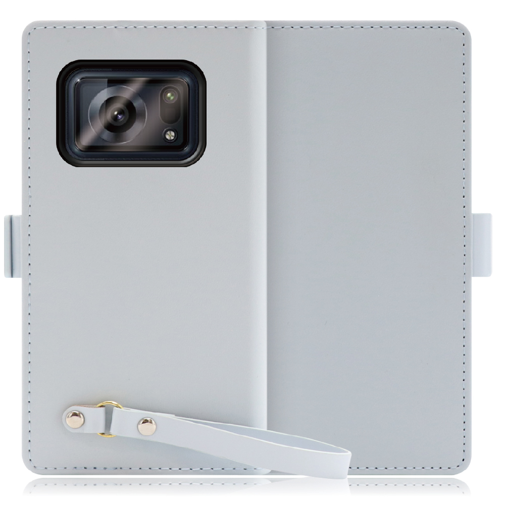 LOOF MACARON AQUOS R6 SH-51B 用 [シャーベットブルー]手帳型 ケース カバー スマホケース ストラップ 大容量 カード収納 スタンド ベルト スマホカバー パス入れ カード入れ レディース