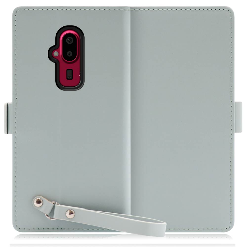 LOOF MACARON FUJITSU らくらくスマートフォン F-52B 用 [アイスグリーン] 手帳型 ケース カバー スマホケース ストラップ 大容量 カード収納 スタンド ベルト スマホカバー パス入れ カード入れ