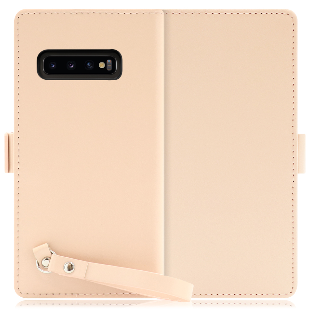 LOOF MACARON Galaxy S10+ / SC-04L / SCV42 用 [ピーチピンク] 手帳型 ケース カバー スマホケース ストラップ 大容量 カード収納 スタンド ベルト スマホカバー パス入れ カード入れ レディース