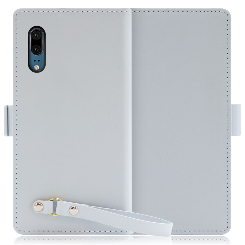 LOOF MACARON HUAWEI P20 用 [シャーベットブルー]手帳型 ケース カバー スマホケース ストラップ 大容量 カード収納 スタンド ベルト スマホカバー パス入れ カード入れ レディース