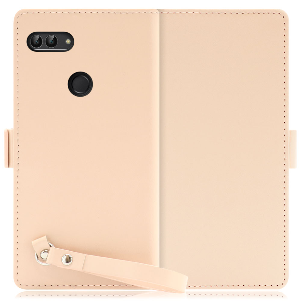 LOOF MACARON HUAWEI nova lite 2 / 704HW 用 [ピーチピンク] 手帳型 ケース カバー スマホケース ストラップ 大容量 カード収納 スタンド ベルト スマホカバー パス入れ カード入れ レディース