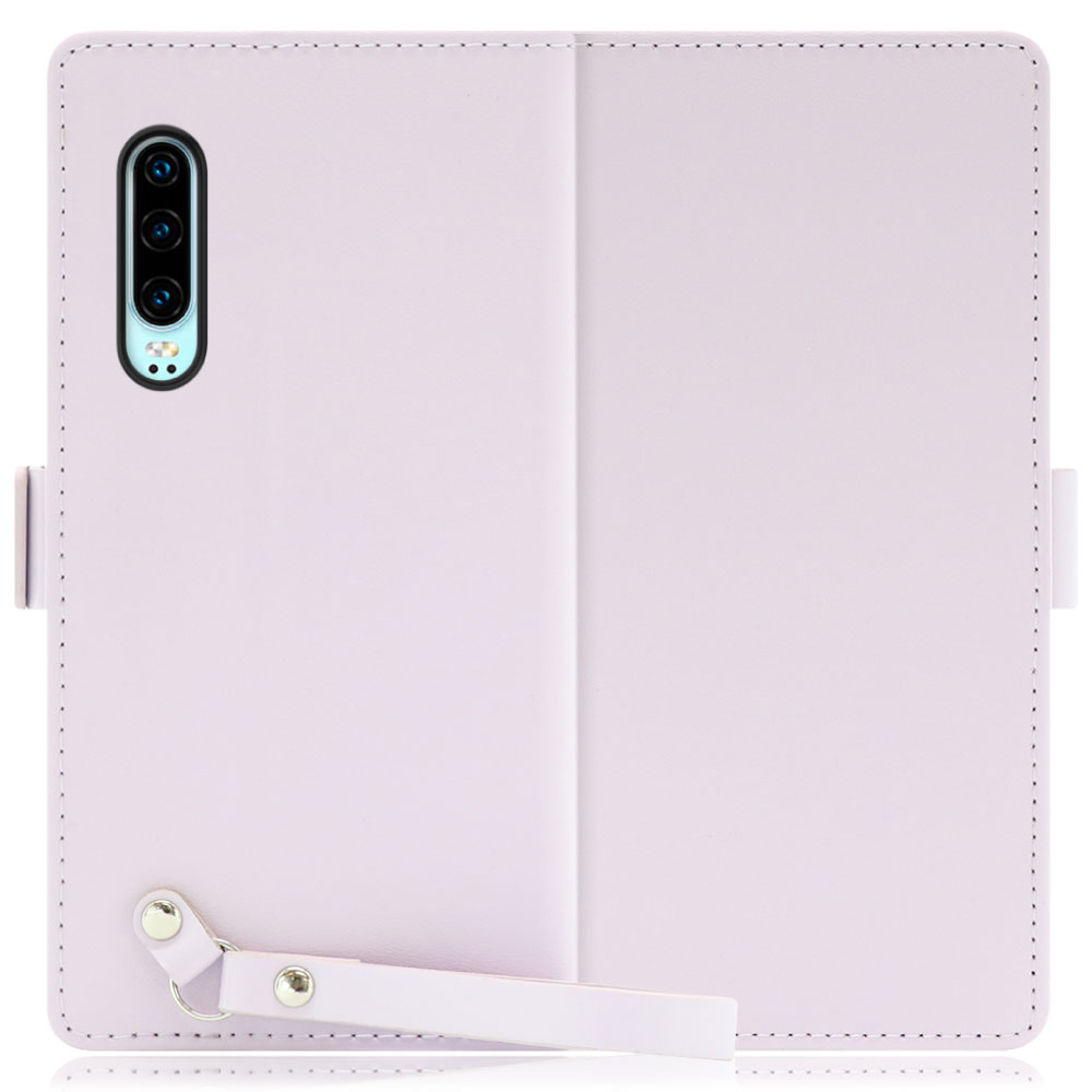 LOOF MACARON HUAWEI P30 用 [ブルーベリーパープル] 手帳型 ケース カバー スマホケース ストラップ 大容量 カード収納 スタンド ベルト スマホカバー パス入れ カード入れ レディース