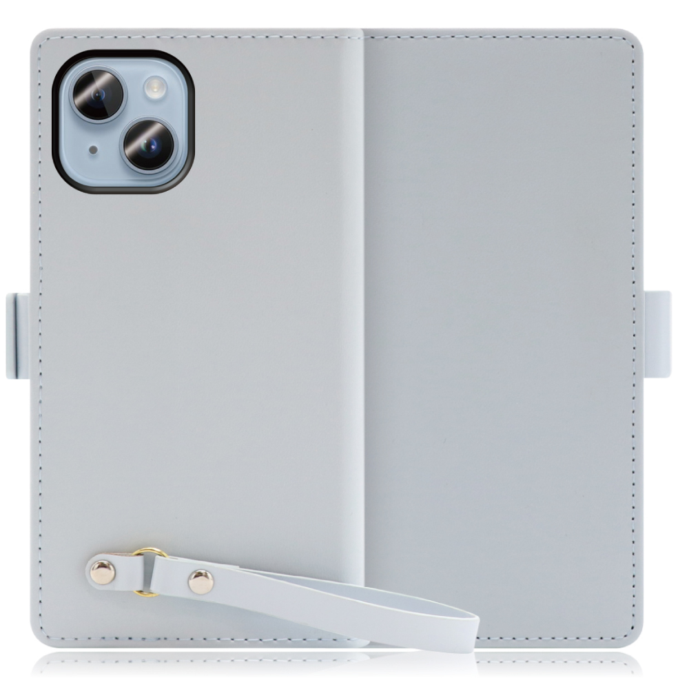 LOOF MACARON iPhone 14 Plus 用 [シャーベットブルー]手帳型 ケース カバー スマホケース ストラップ 大容量 カード収納 スタンド ベルト スマホカバー パス入れ カード入れ レディース