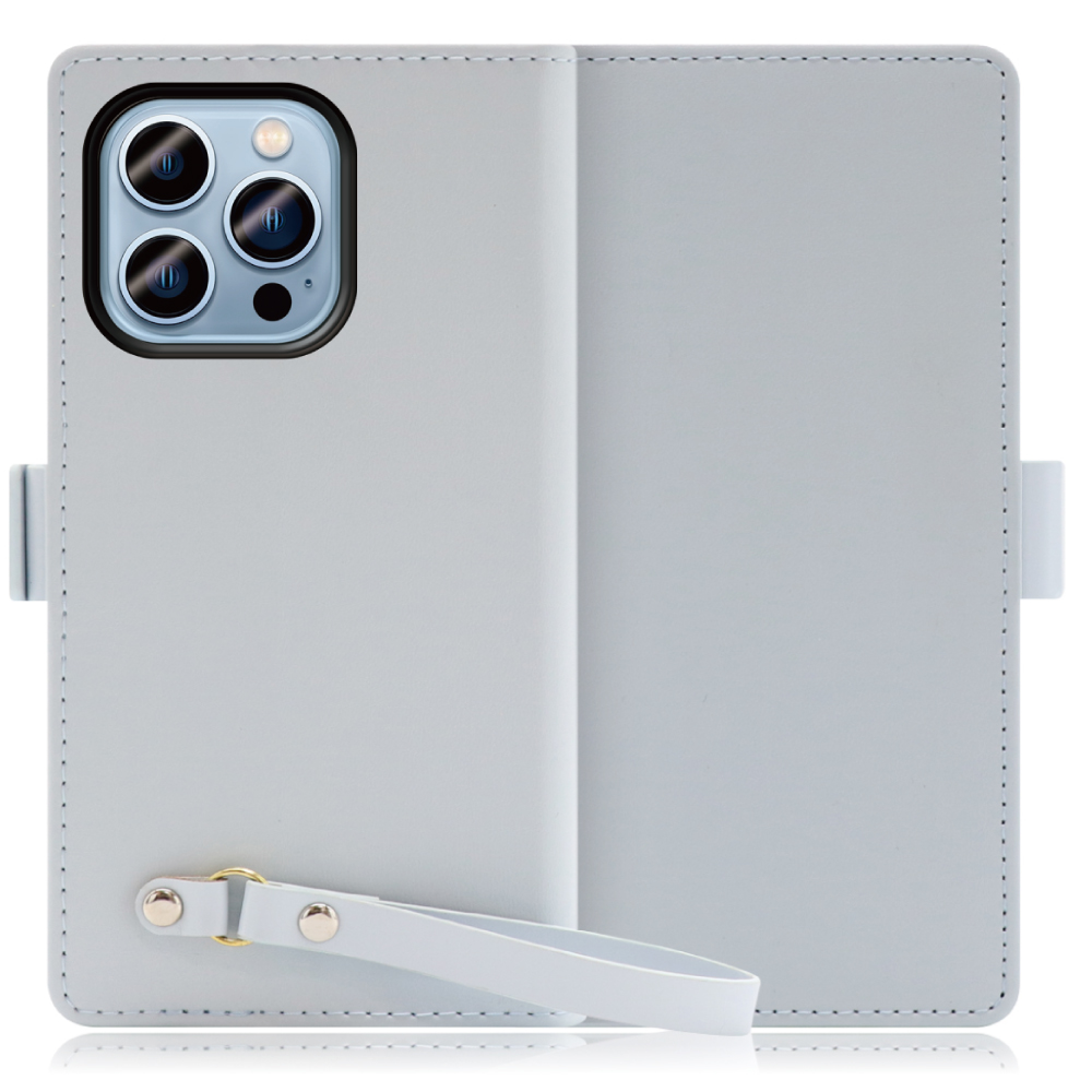 LOOF MACARON iPhone 14 Pro 用 [シャーベットブルー]手帳型 ケース カバー スマホケース ストラップ 大容量 カード収納 スタンド ベルト スマホカバー パス入れ カード入れ レディース