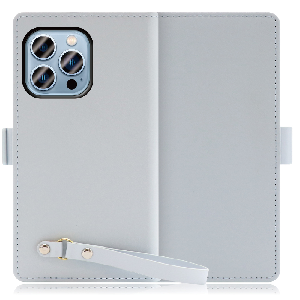 LOOF MACARON iPhone 13 Pro 用 [シャーベットブルー]手帳型 ケース カバー スマホケース ストラップ 大容量 カード収納 スタンド ベルト スマホカバー パス入れ カード入れ レディース