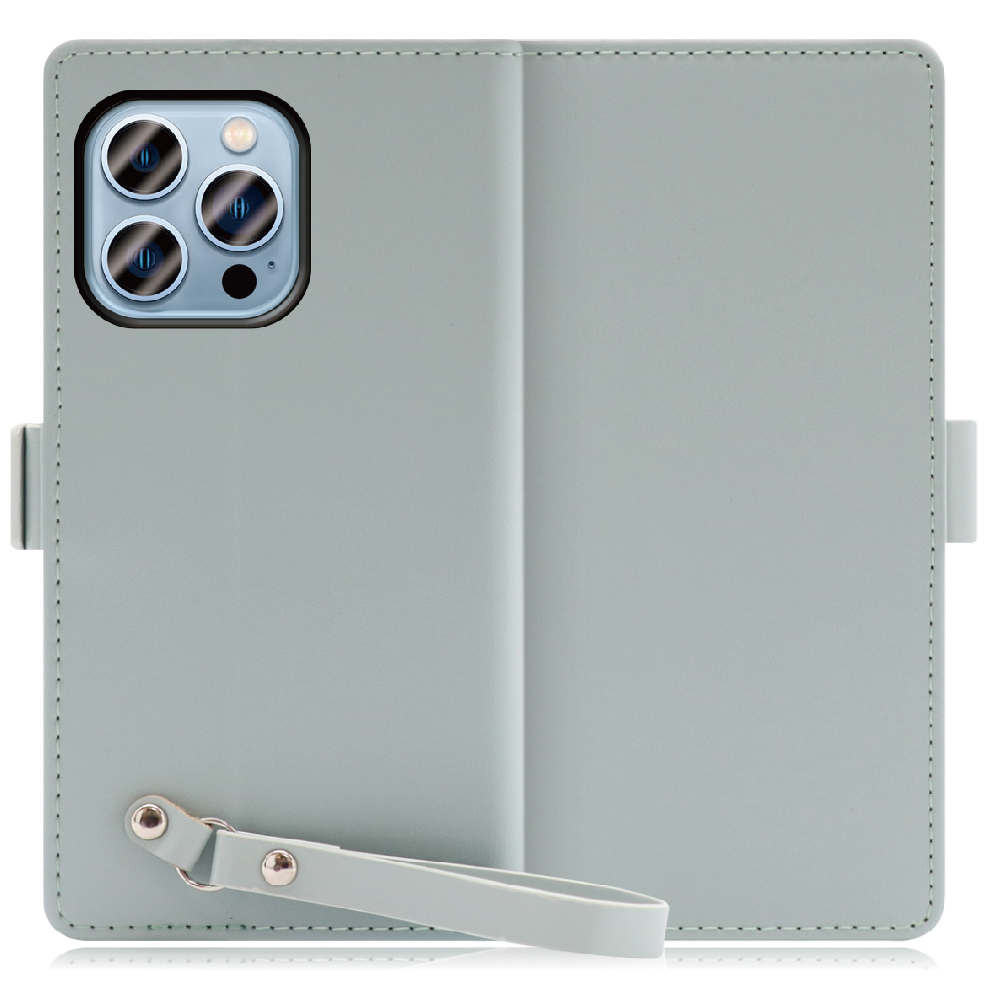 LOOF MACARON iPhone 13 Pro 用 [アイスグリーン] 手帳型 ケース カバー スマホケース ストラップ 大容量 カード収納 スタンド ベルト スマホカバー パス入れ カード入れ レディース