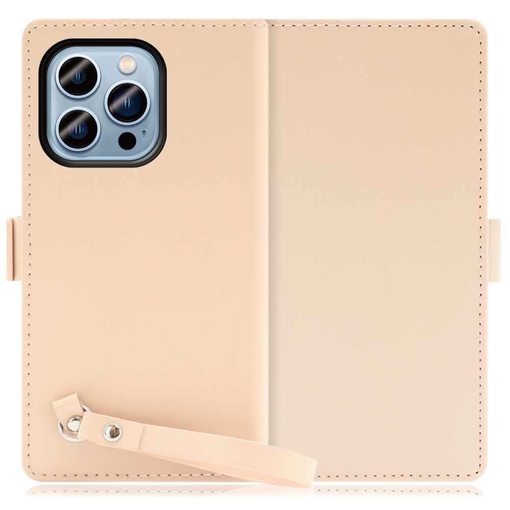 LOOF MACARON iPhone 14 Pro 用 [ピーチピンク] 手帳型 ケース カバー スマホケース ストラップ 大容量 カード収納 スタンド ベルト スマホカバー パス入れ カード入れ レディース