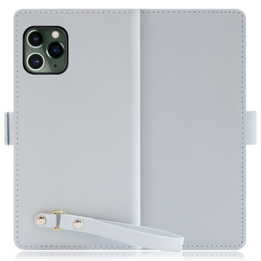 LOOF MACARON iPhone 11 Pro 用 [シャーベットブルー]手帳型 ケース カバー スマホケース ストラップ 大容量 カード収納 スタンド ベルト スマホカバー パス入れ カード入れ レディース