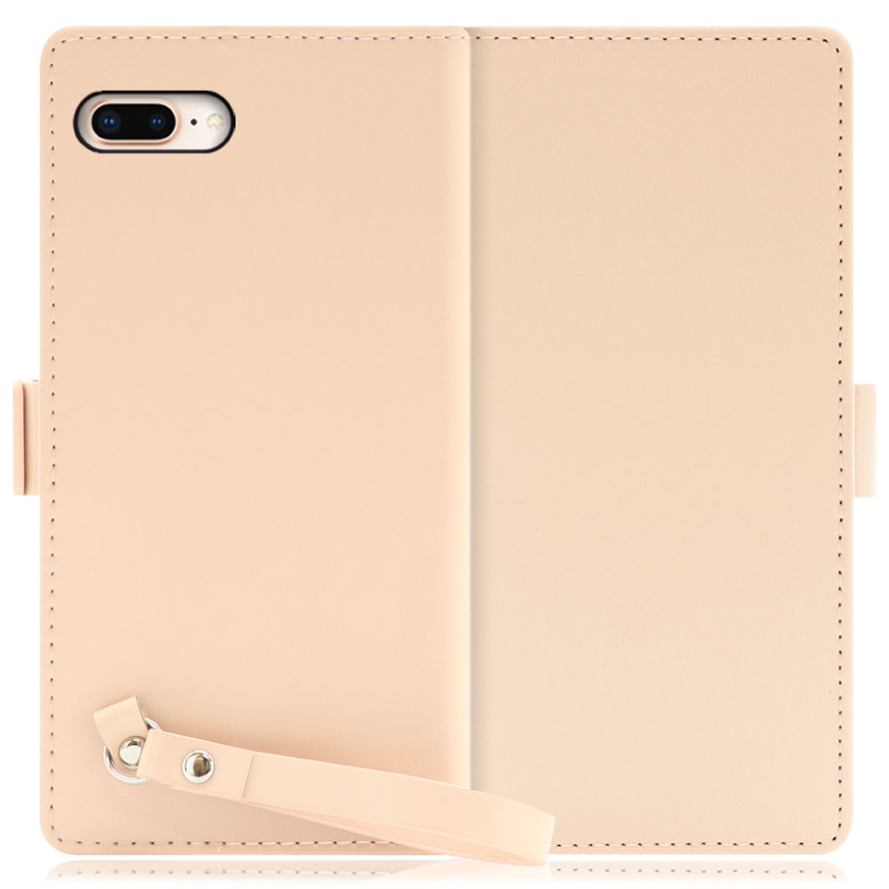 LOOF MACARON iPhone 7 Plus / 8 Plus 用 [ピーチピンク] 手帳型 ケース カバー スマホケース ストラップ 大容量 カード収納 スタンド ベルト スマホカバー パス入れ カード入れ レディース