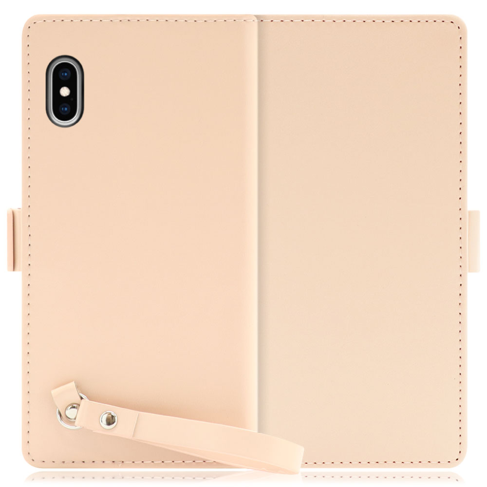 LOOF MACARON iPhone XS Max 用 [ピーチピンク] 手帳型 ケース カバー スマホケース ストラップ 大容量 カード収納 スタンド ベルト スマホカバー パス入れ カード入れ レディース