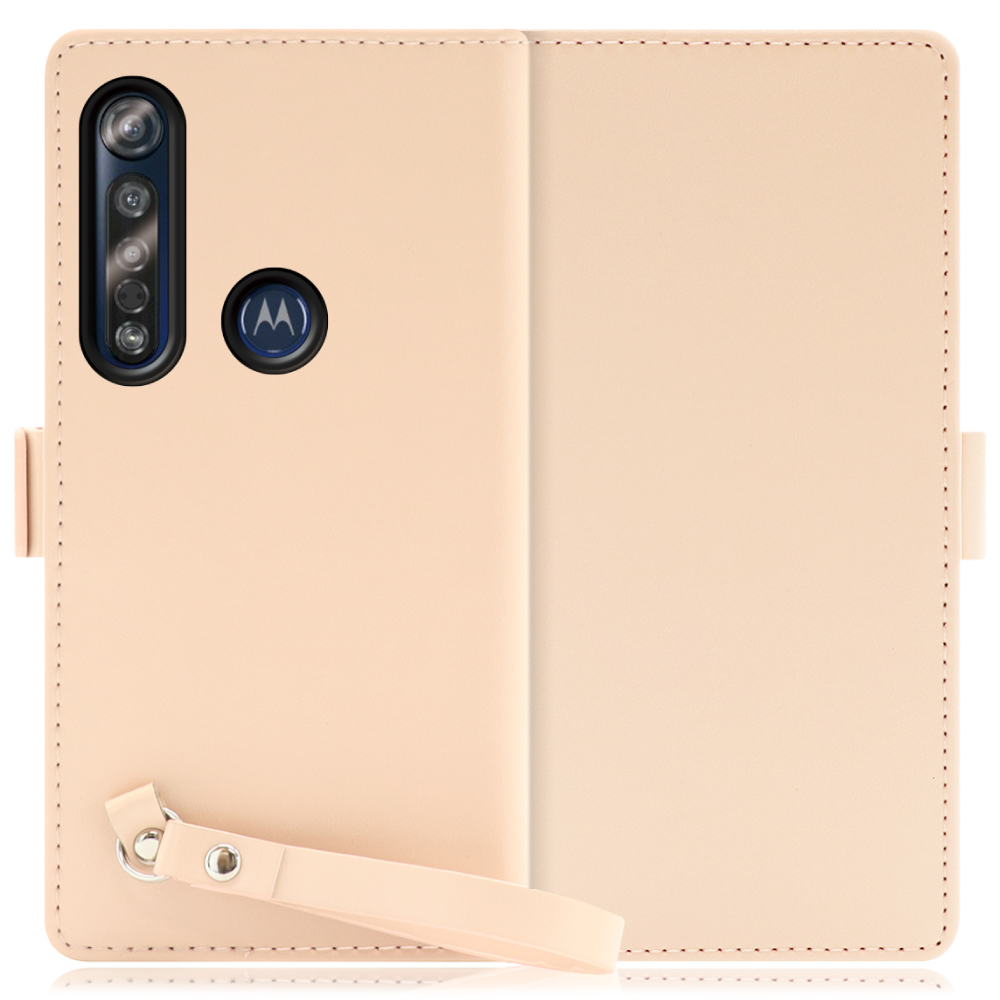 LOOF MACARON motorola moto g8 plus 用 [ピーチピンク] 手帳型 ケース カバー スマホケース ストラップ 大容量 カード収納 スタンド ベルト スマホカバー パス入れ カード入れ レディース