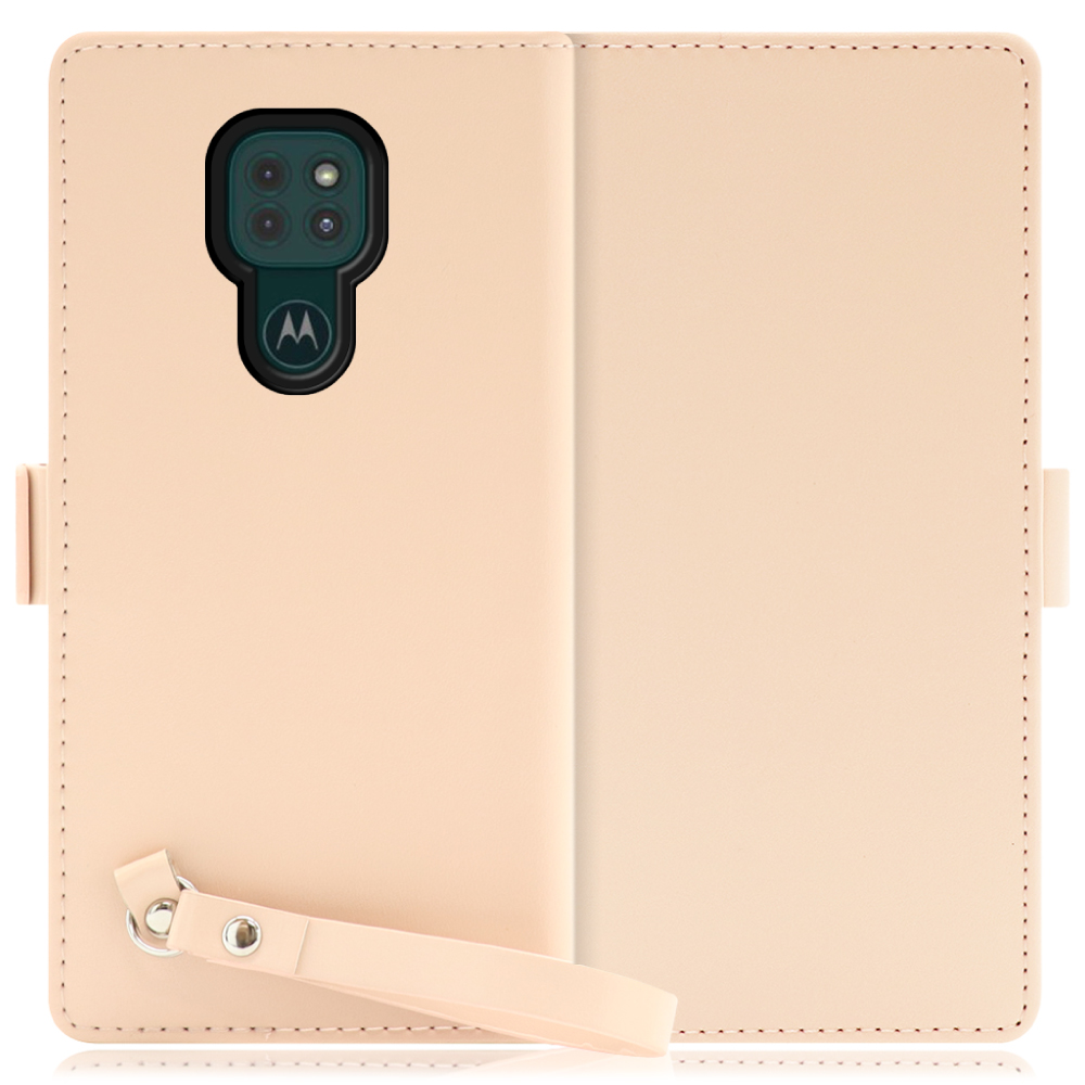 LOOF MACARON moto g9 play 用 [ピーチピンク] 手帳型 ケース カバー スマホケース ストラップ 大容量 カード収納 スタンド ベルト スマホカバー パス入れ カード入れ レディース