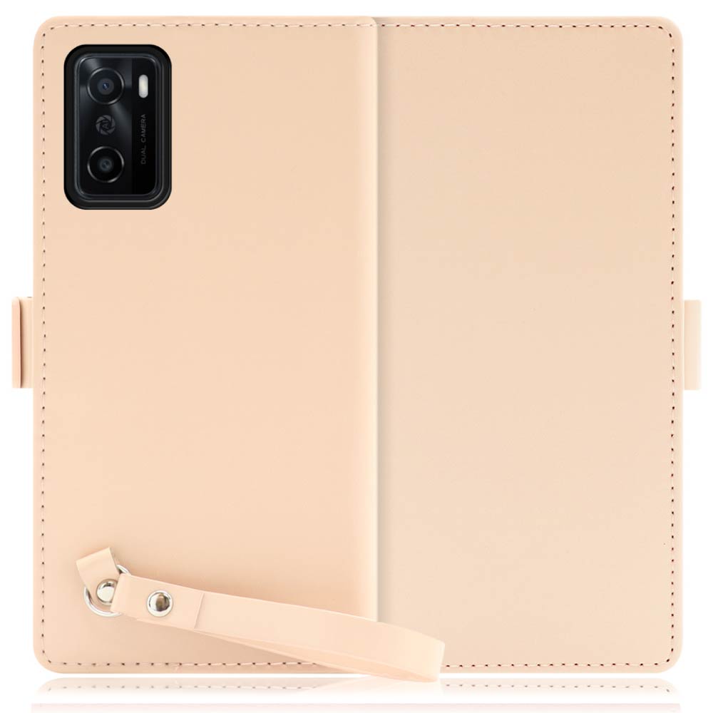 LOOF MACARON OPPO A55s 5G(CPH2309) 用 [ピーチピンク] 手帳型 ケース カバー スマホケース ストラップ 大容量 カード収納 スタンド ベルト スマホカバー パス入れ カード入れ レディース