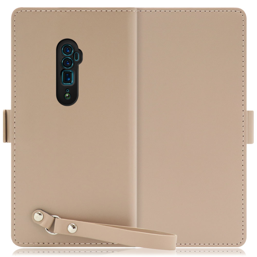 LOOF MACARON OPPO Reno 10x Zoom 用 [モンブランキャメル] 手帳型 ケース カバー スマホケース ストラップ 大容量 カード収納 スタンド ベルト スマホカバー パス入れ カード入れ レディース