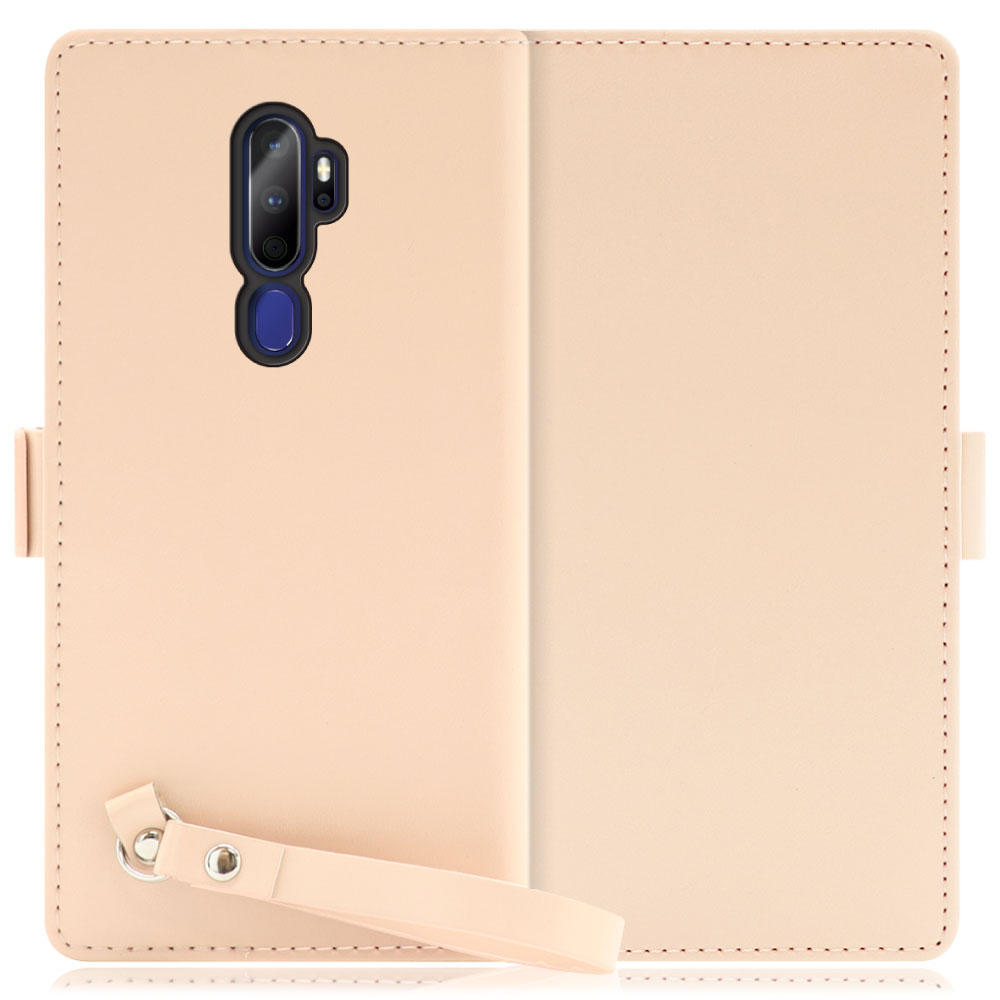 LOOF MACARON OPPO A5 2020 用 [ピーチピンク] 手帳型 ケース カバー スマホケース ストラップ 大容量 カード収納 スタンド ベルト スマホカバー パス入れ カード入れ レディース