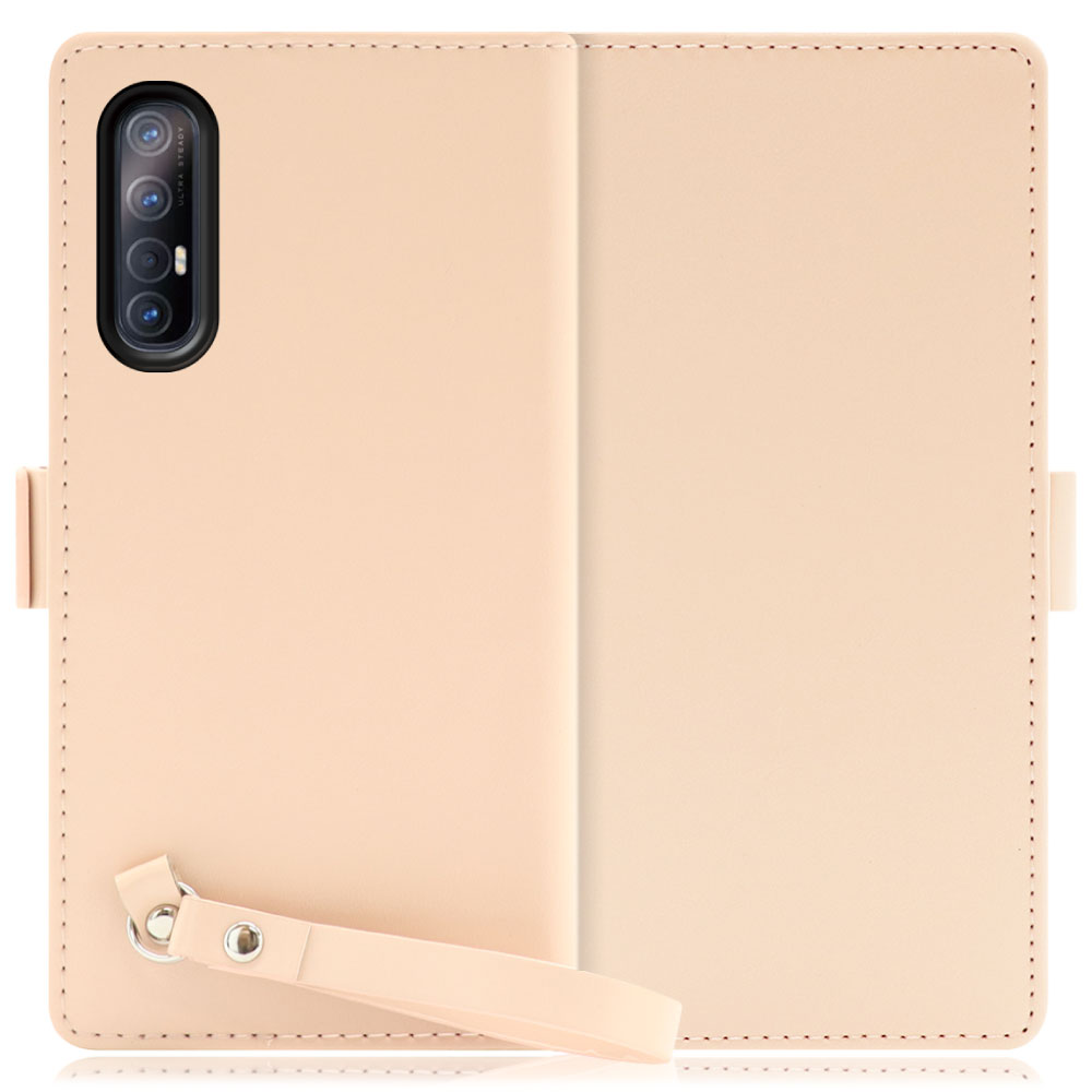 LOOF MACARON OPPO Reno3 5G 用 [ピーチピンク] 手帳型 ケース カバー スマホケース ストラップ 大容量 カード収納 スタンド ベルト スマホカバー パス入れ カード入れ レディース