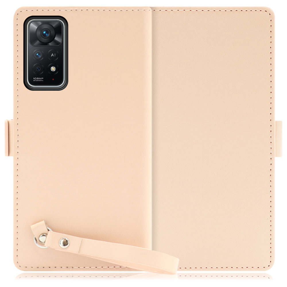 LOOF Macaron Xiaomi Redmi Note 11 Pro 5G [ピーチピンク] 手帳型 ケース カバー スマホケース ストラップ 大容量 カード収納 スタンド ベルト スマホカバー パス入れ カード入れ レディース