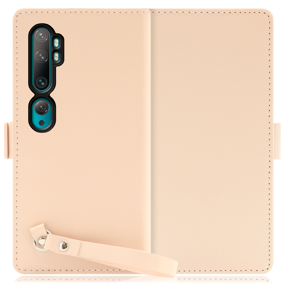 LOOF MACARON Xiaomi Mi Note 10 / Mi Note 10 Pro / M1910F4G / M1910F4S 用 [ピーチピンク] 手帳型 ケース カバー スマホケース ストラップ 大容量 カード収納 スタンド ベルト スマホカバー パス入れ カード入れ レディース