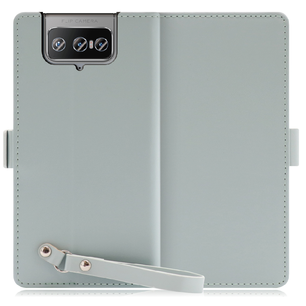 LOOF MACARON Zenfone 8 Flip 用 [アイスグリーン] 手帳型 ケース カバー スマホケース ストラップ 大容量 カード収納 スタンド ベルト スマホカバー パス入れ カード入れ レディース