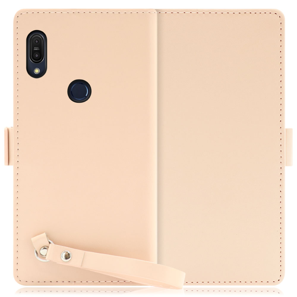 LOOF MACARON ZenFone Max Pro (M1) / ZB602KL 用 [ピーチピンク] 手帳型 ケース カバー スマホケース ストラップ 大容量 カード収納 スタンド ベルト スマホカバー パス入れ カード入れ レディース