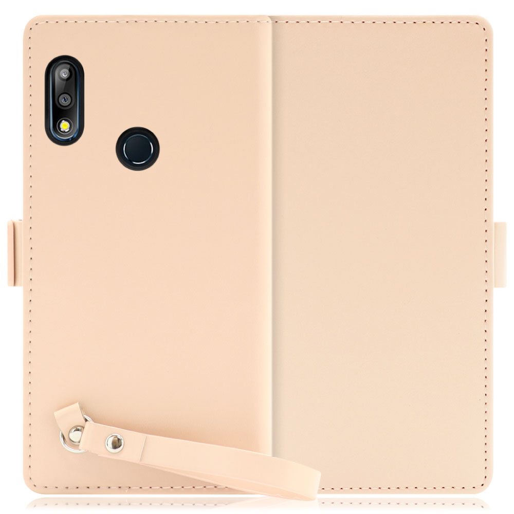 LOOF MACARON ZenFone Max Pro (M2) / ZB631KL 用 [ピーチピンク] 手帳型 ケース カバー スマホケース ストラップ 大容量 カード収納 スタンド ベルト スマホカバー パス入れ カード入れ レディース