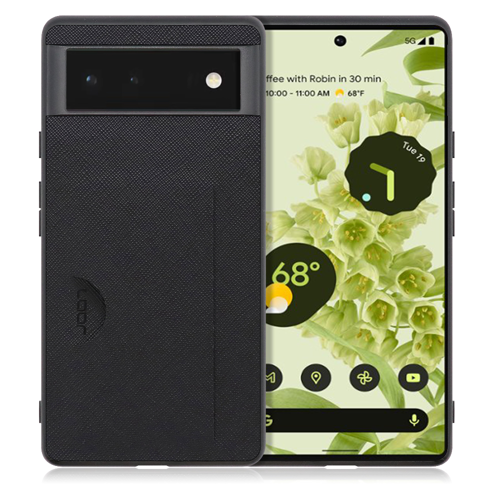 LOOF Casual Pocket Series Google Pixel 6 用 [ブラック] 薄い 軽量 背面 ケース カバー カードポケット シンプル スマホケース スマホカバー