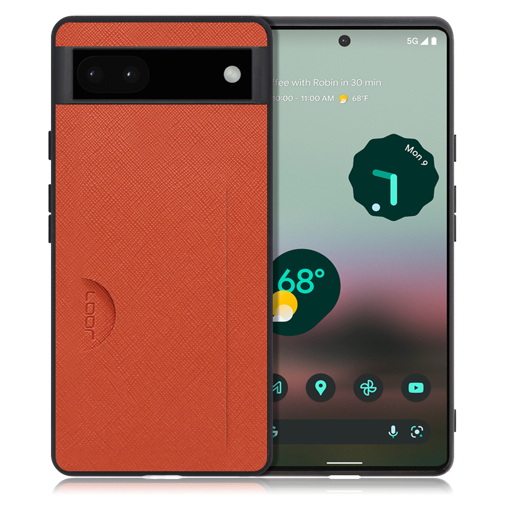 LOOF Casual Slot Series Google Pixel 6a 用 [オレンジ] スマホケース ストラップホール カード収納 カード 収納付き ポケット ポケット付き