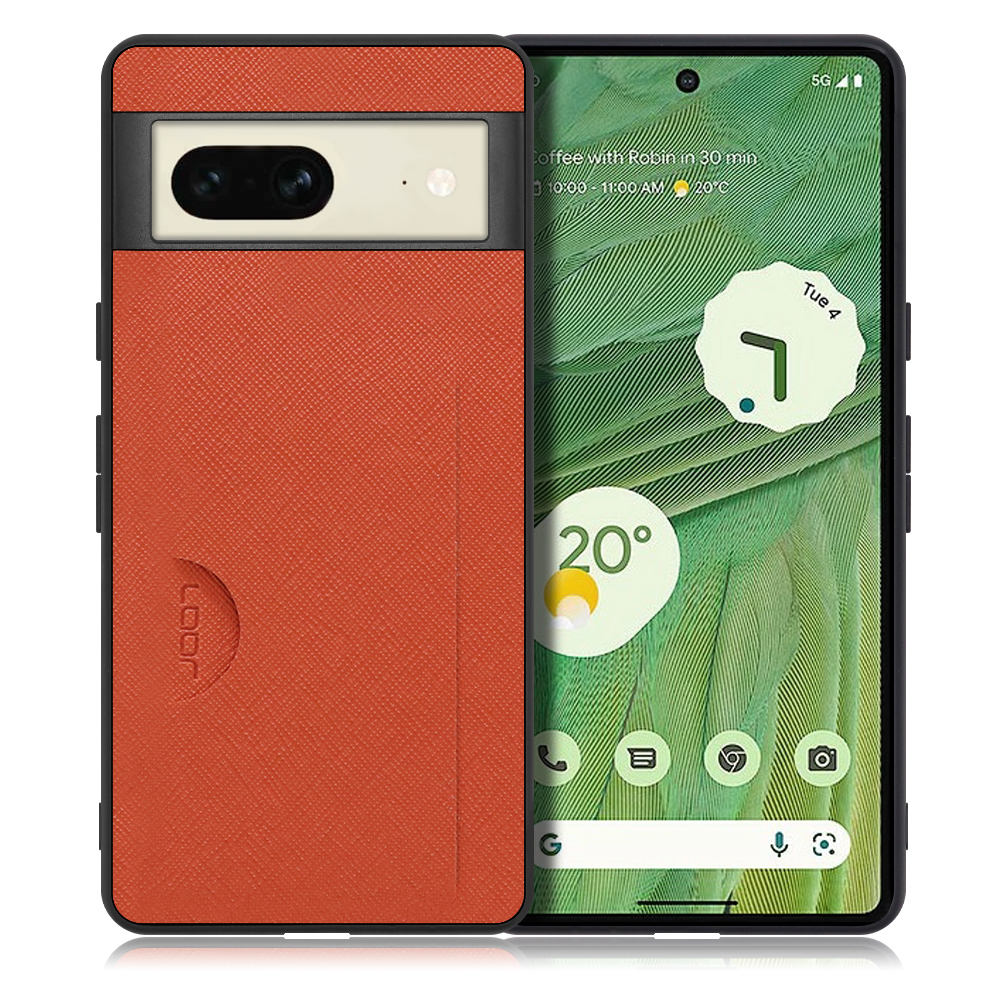 LOOF Casual Slot Series Google Pixel 7 Pixel7 グーグルピクセル7 用 [オレンジ] 背面 ケース スマホケース ストラップホール カード収納 カード 収納付き ポケット ポケット付き