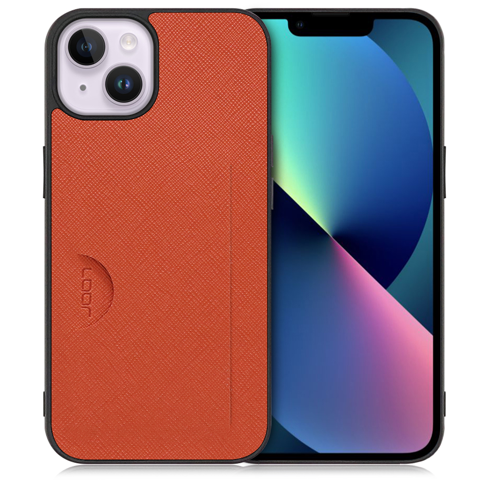 LOOF Casual Slot Series iPhone 14 Plus 用 [オレンジ] スマホケース ストラップホール カード収納 カード 収納付き ポケット ポケット付き