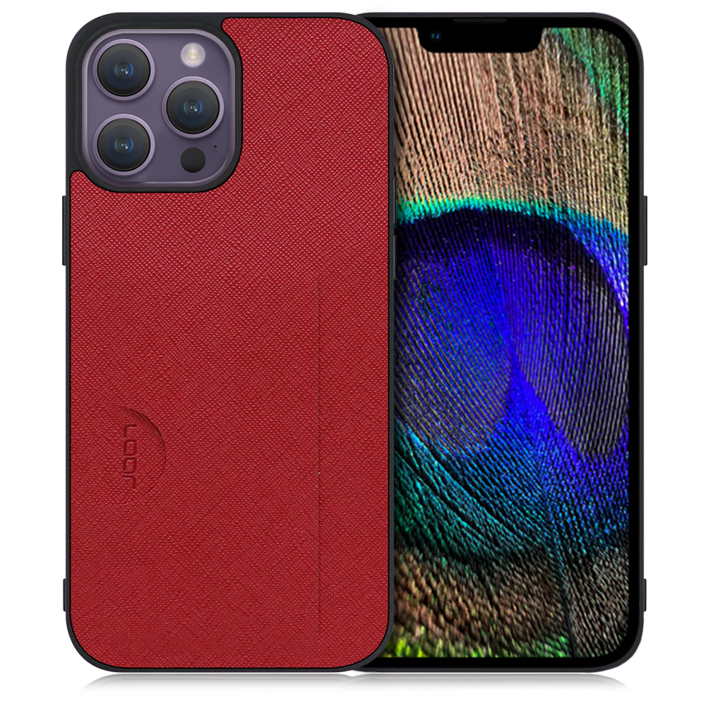 LOOF CASUAL-SLOT Series iPhone 14 Pro Max 用 [レッド] スマホケース ストラップホール カード収納 カード 収納付き ポケット ポケット付き