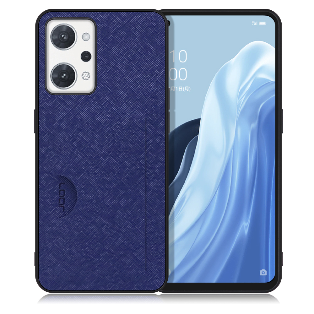 LOOF CASUAL-SLOT Series OPPO Reno7 A / Reno9 A OPG04 / CPH2523 用 [ネイビー] 背面 ケース スマホケース ストラップホール カード収納 カード 収納付き ポケット ポケット付き