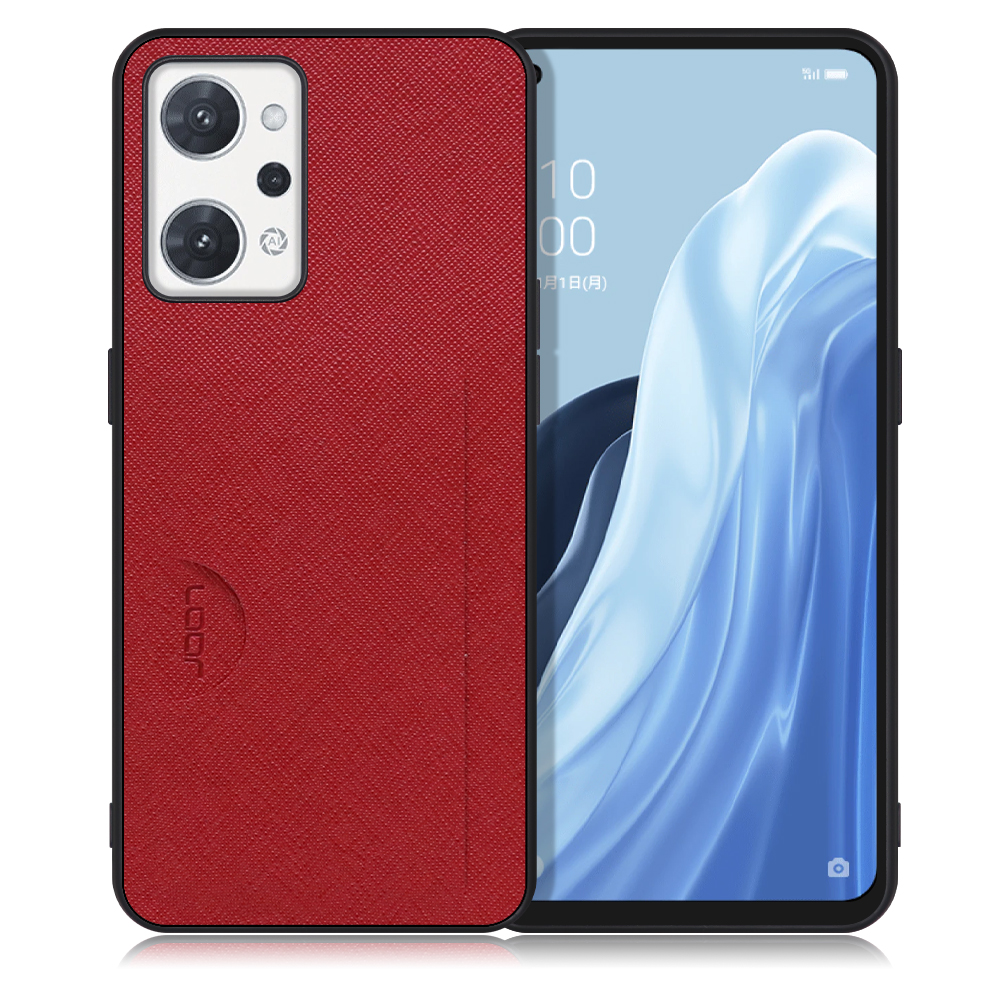 LOOF CASUAL-SLOT Series OPPO Reno7 A / Reno9 A OPG04 / CPH2523 用 [レッド] 背面 ケース スマホケース ストラップホール カード収納 カード 収納付き ポケット ポケット付き