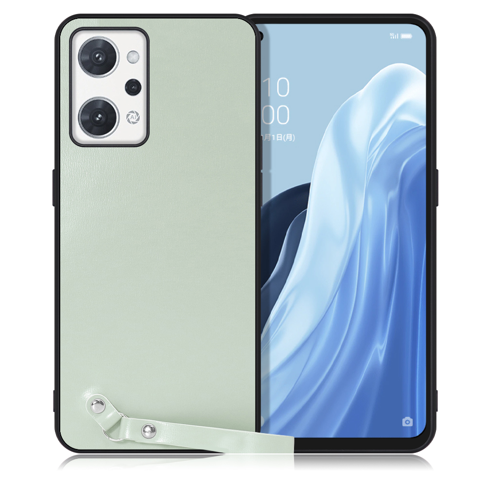 LOOF MACARON-SHELL Series OPPO Reno7 A OPG04 Reno7A 用 [アイスグリーン] 背面 ケース ハードカバー ハードケース スマホケース ストラップホール ストラップ ストラップ付き 落下防止