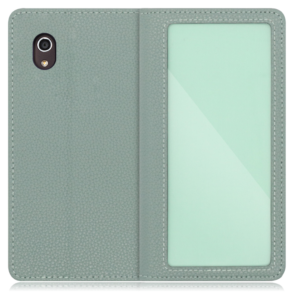 LOOF Index Series Android One S4 用 [ダルグリーン] ケース カバー 手帳型 本革 手帳型ケース スマホケース ブック型 手帳型カバー カードポケット カード収納 写真ホルダー