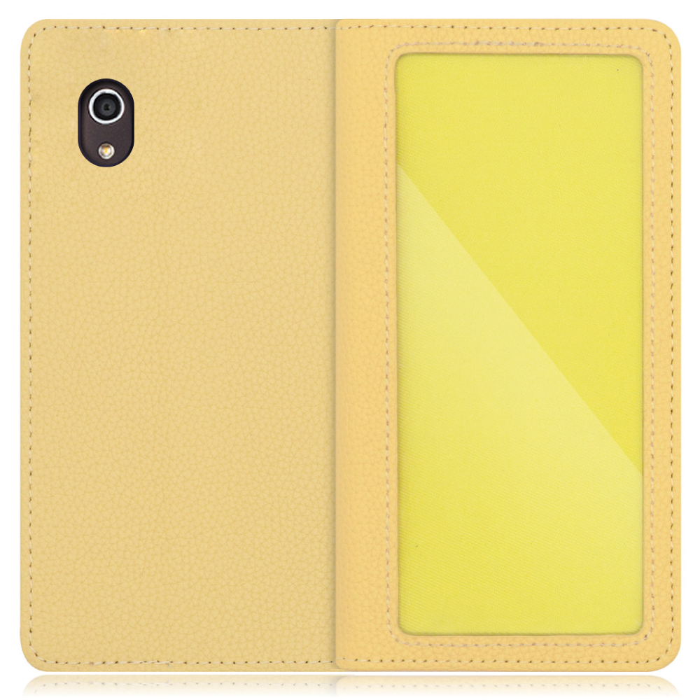 LOOF Index Series Android One S4 用 [ジャスミンイエロー] ケース カバー 手帳型 本革 手帳型ケース スマホケース ブック型 手帳型カバー カードポケット カード収納 写真ホルダー