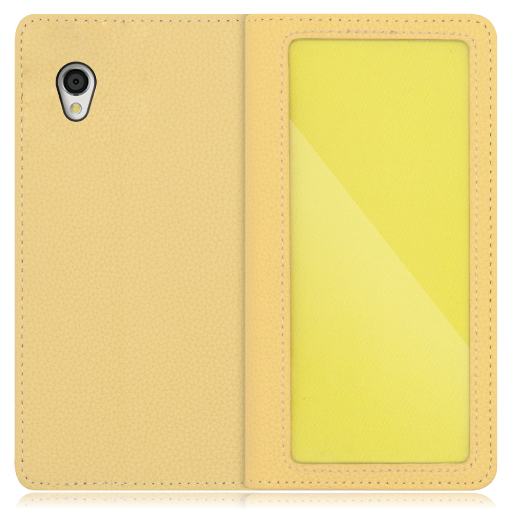 LOOF Index Series Android One S5 用 [ジャスミンイエロー] ケース カバー 手帳型 本革 手帳型ケース スマホケース ブック型 手帳型カバー カードポケット カード収納 写真ホルダー