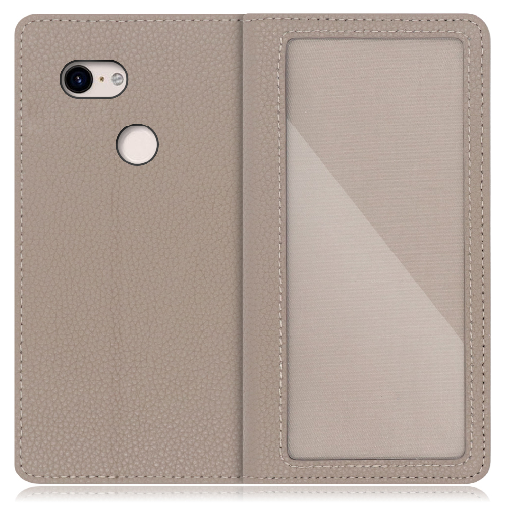 LOOF Index Series Google Pixel 3 用 [グレージュ] ケース カバー 手帳型 本革 手帳型ケース スマホケース ブック型 手帳型カバー カードポケット カード収納 写真ホルダー